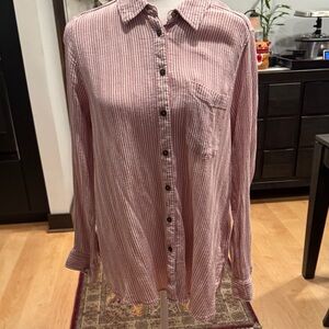 Elegant Pink Striped Button Down Shirt